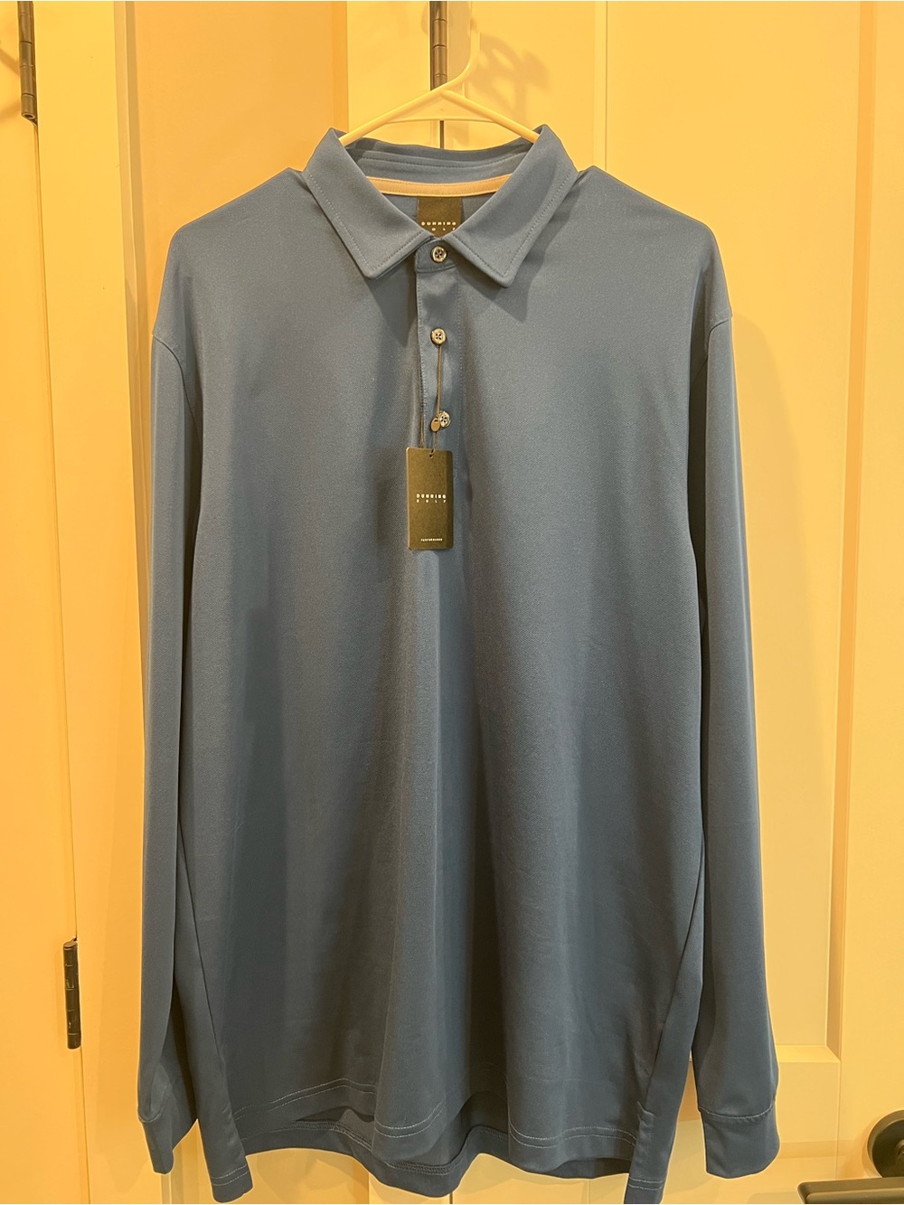 Men's Dunning Golf Long-Sleeve Polo Shirt in Slate Blue